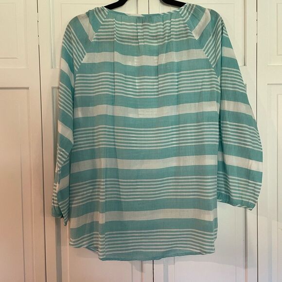 Talbots mint striped beaded neckline top size medium - Picture 7 of 8